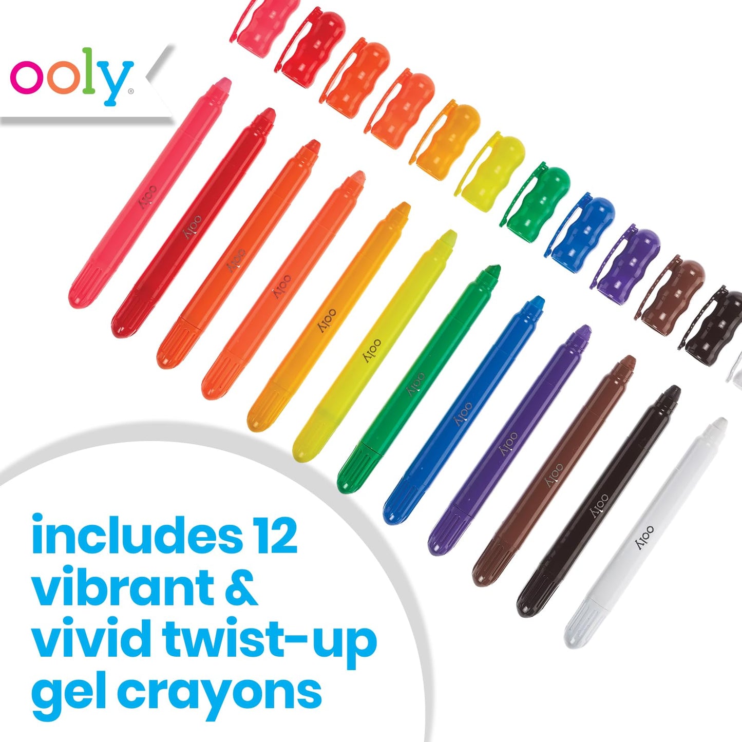 OOLY Rainy Dayz Gel Crayons — 12 Vibrant Colors for Glass & Paper