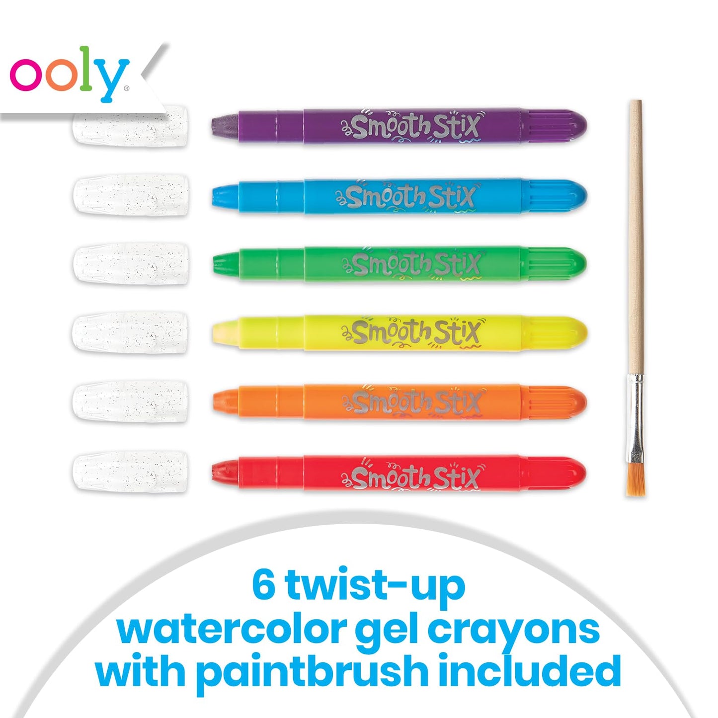 Ooly Smooth Stix Gel Crayons – 6-Color Gel Crayon Set for Glass & Paper with Case