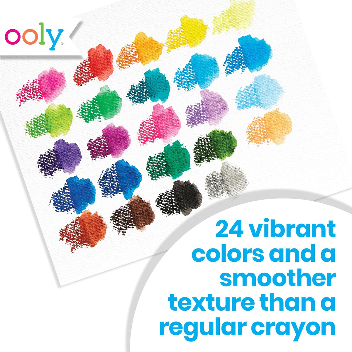 Ooly Smooth Stix Gel Crayons – 24-Color Twist-Up Gel Crayons for Glass & Paper with Case