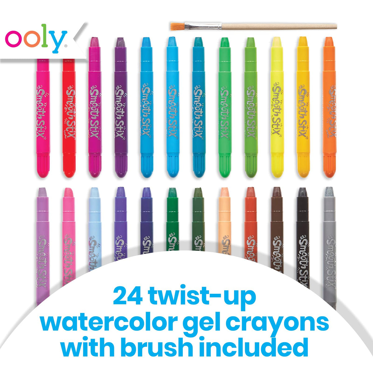Ooly Smooth Stix Gel Crayons – 24-Color Twist-Up Gel Crayons for Glass & Paper with Case