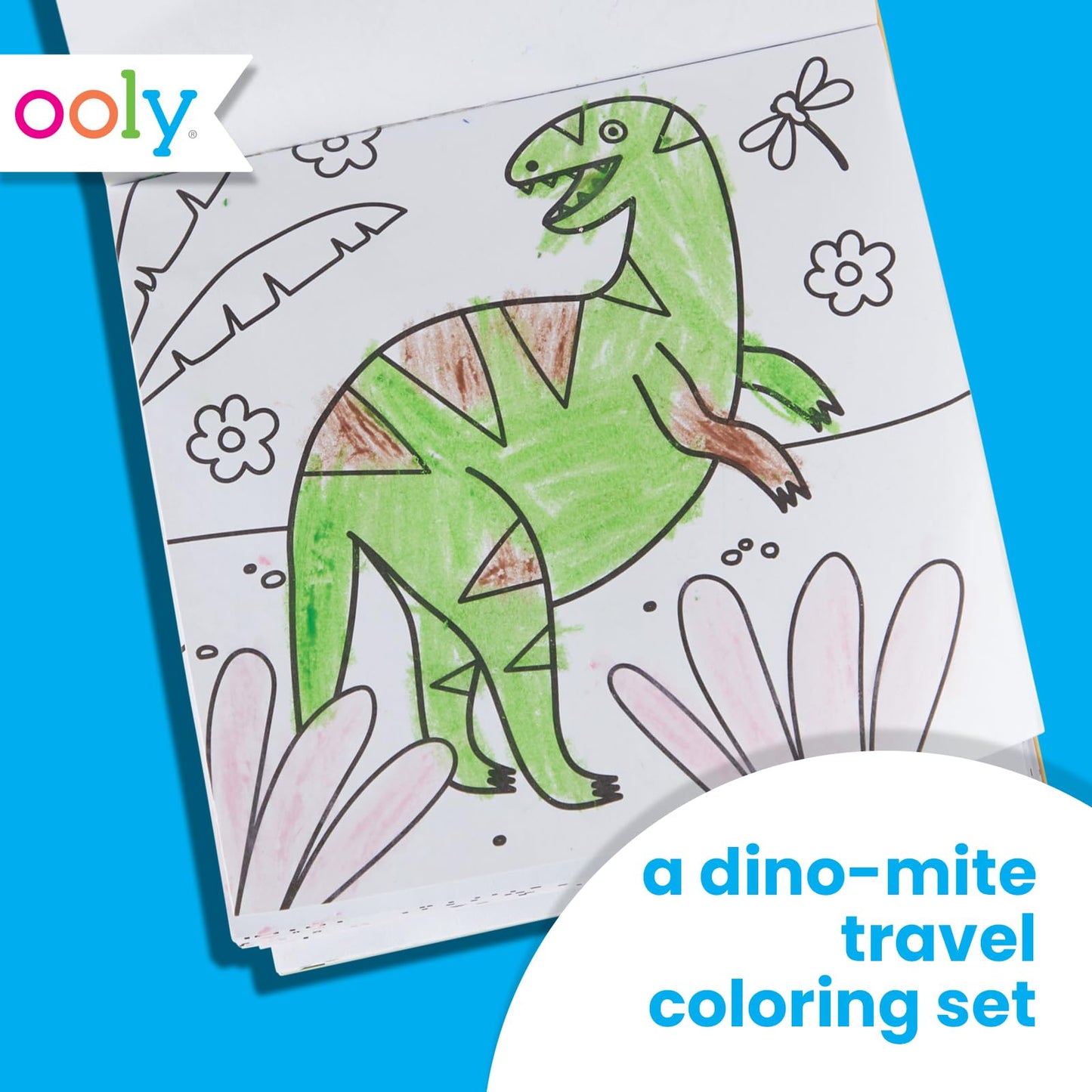 Ooly Travel Art Kit: 9 Jumbo Crayons, 48 Themed Pages, Travel Case – Dinoland