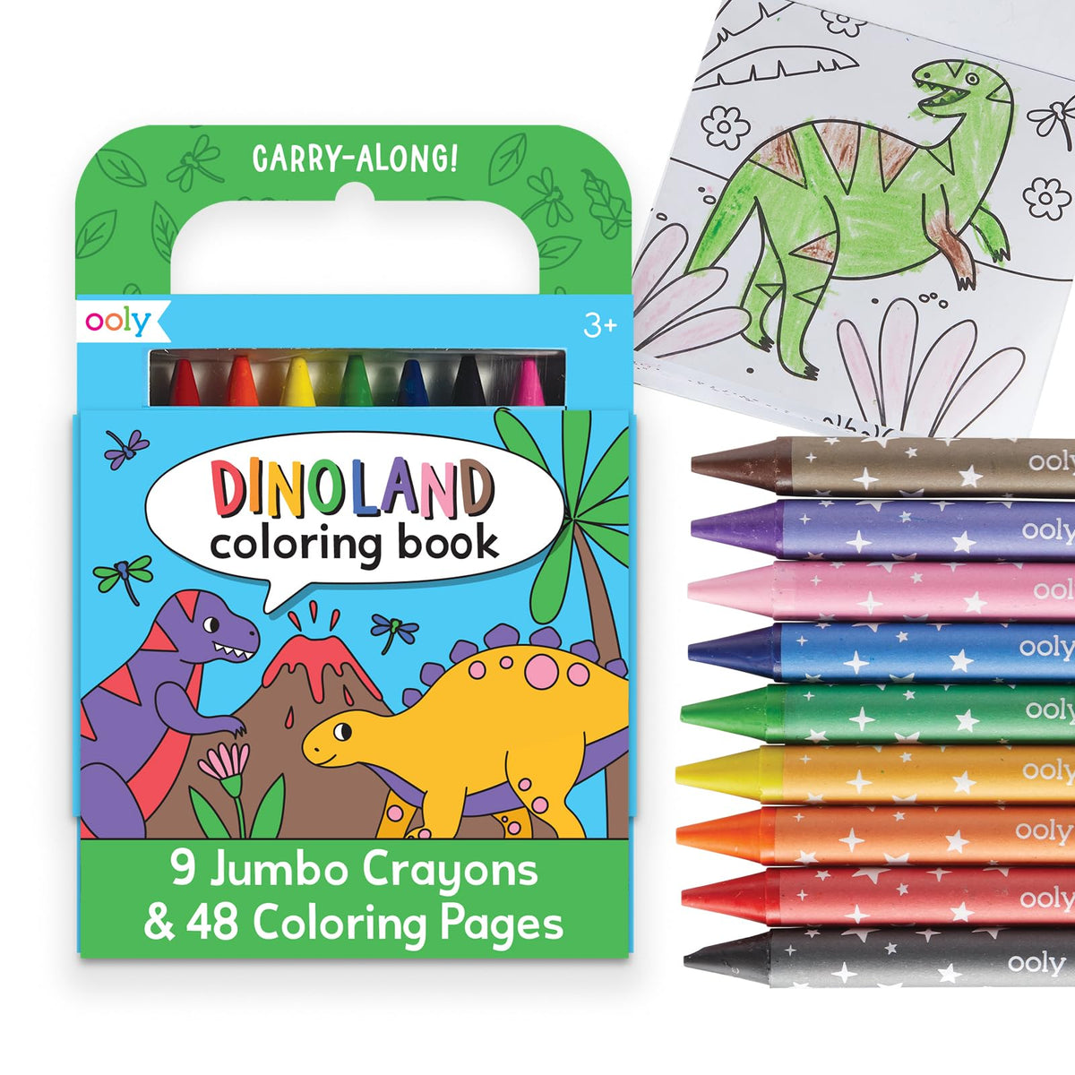 Ooly Travel Art Kit: 9 Jumbo Crayons, 48 Themed Pages, Travel Case – Dinoland
