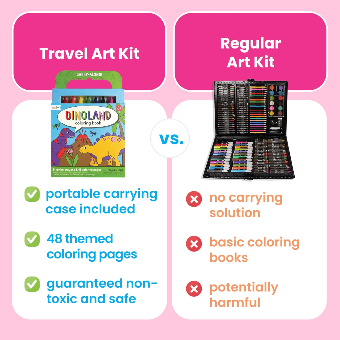Ooly Travel Art Kit – Garden Pals, 9 Jumbo Crayons, 48 Themed Pages & Case