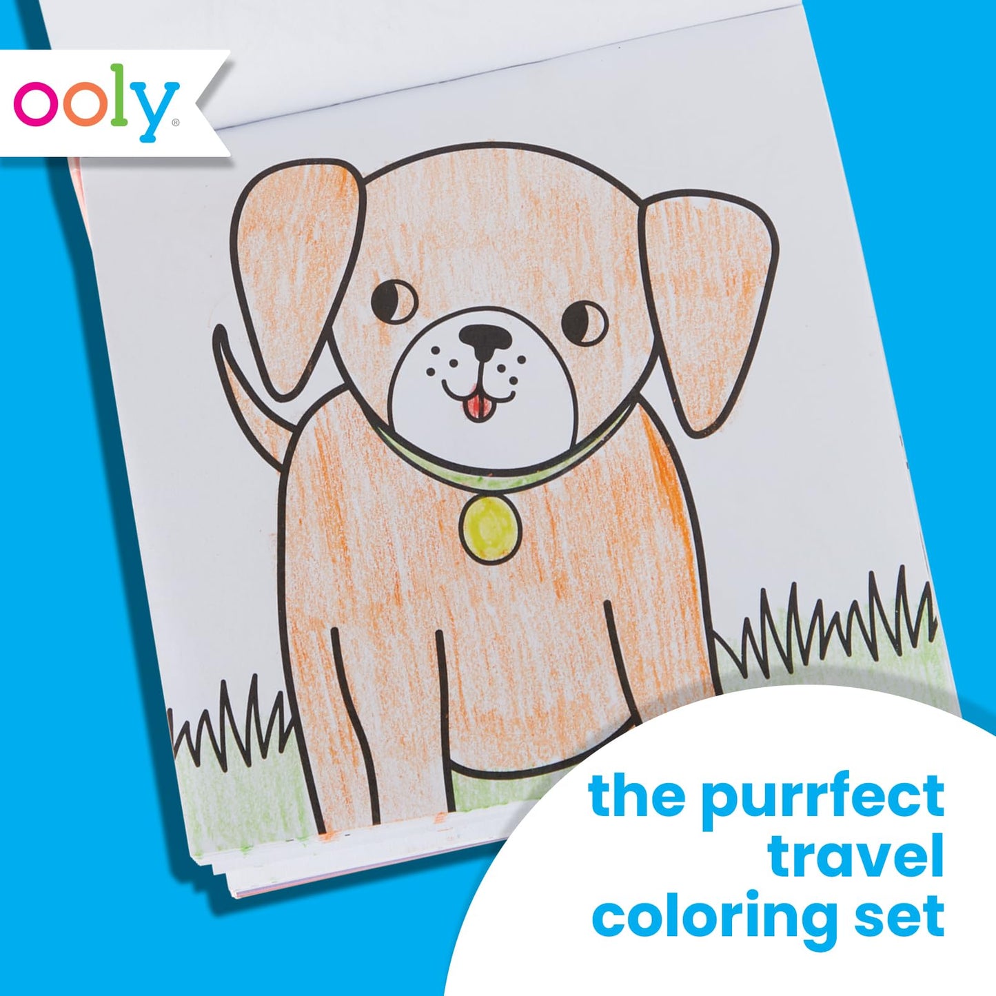 Ooly Travel Art Kit – 9 Jumbo Crayons, 48 Themed Pages, Carry Case | Pet Pals