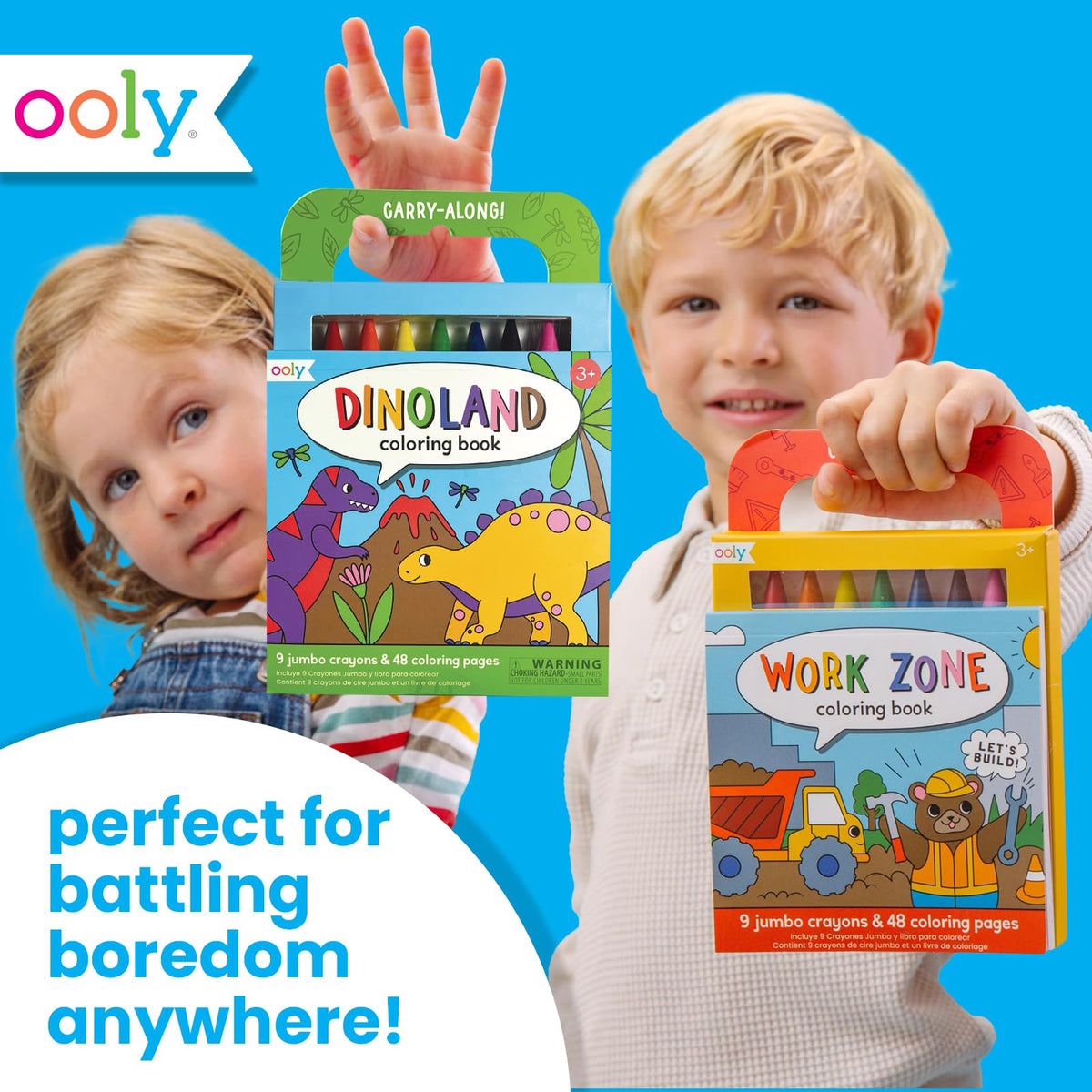 Ooly Travel Art Kit: 9 Jumbo Crayons, 48 Themed Pages, Travel Case – Dinoland