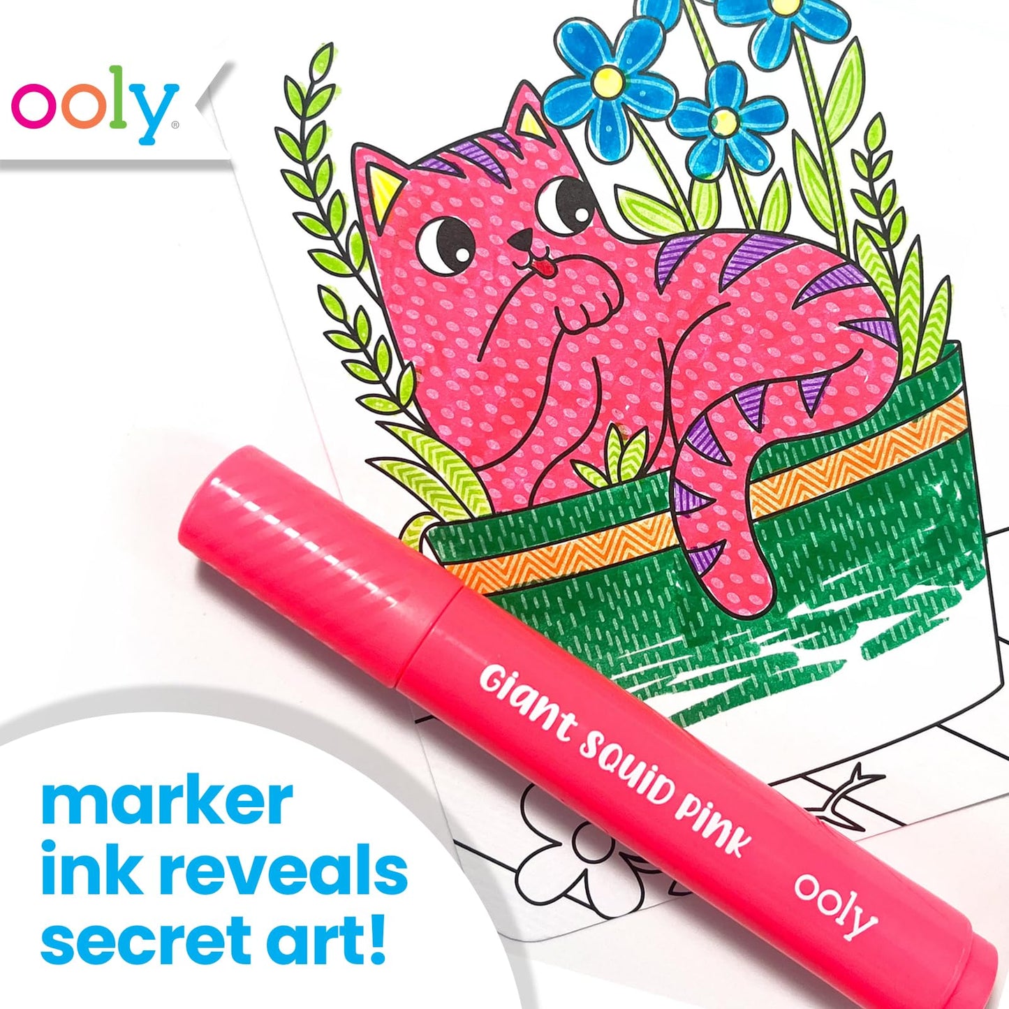 Ooly Undercover Art: Hidden Pattern Coloring Kit for Kids – 12 Kitten Designs