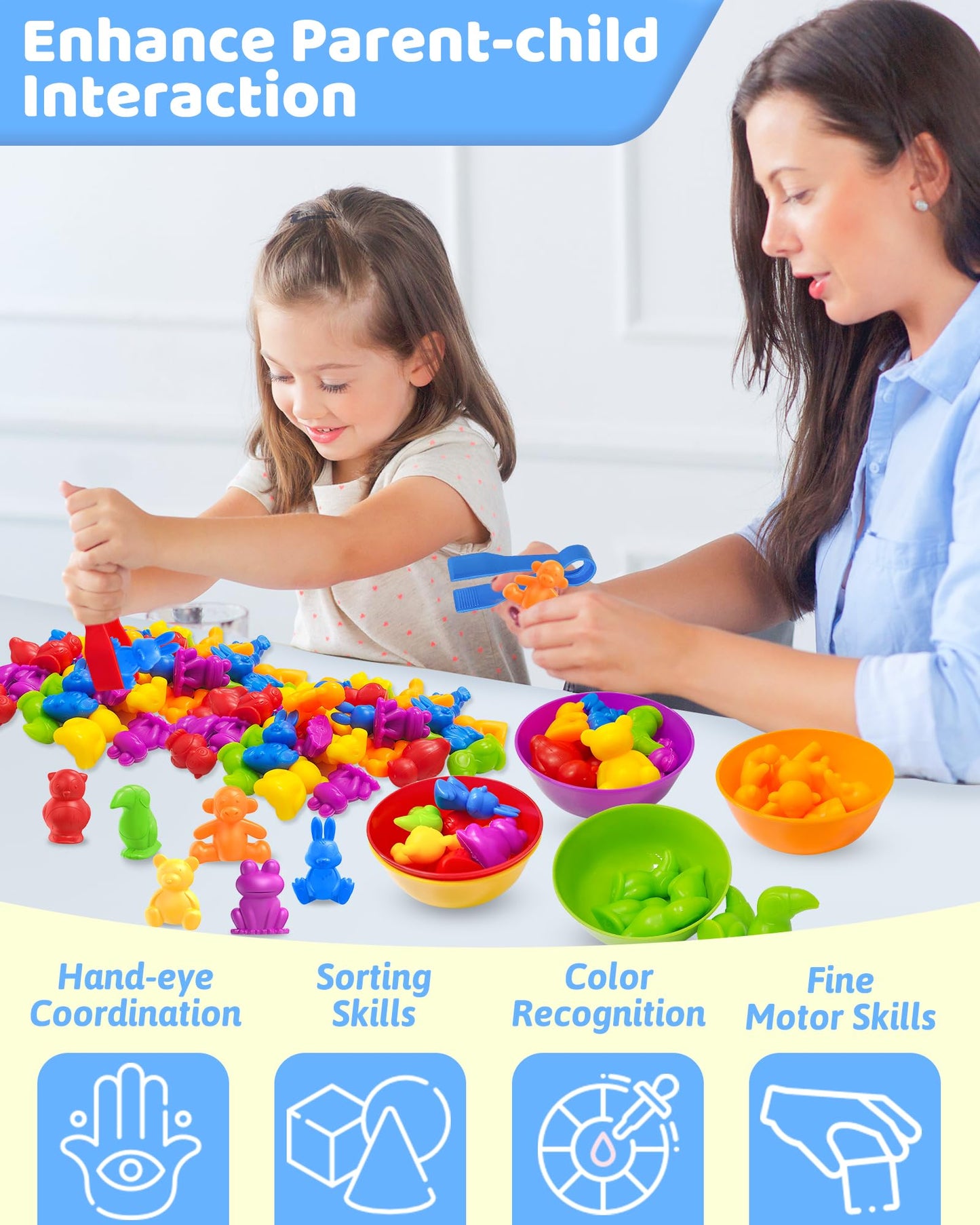 Oomloid Counting Animals Montessori Toys – 36-Piece Preschool Math & Sorting Set for Ages 3-5