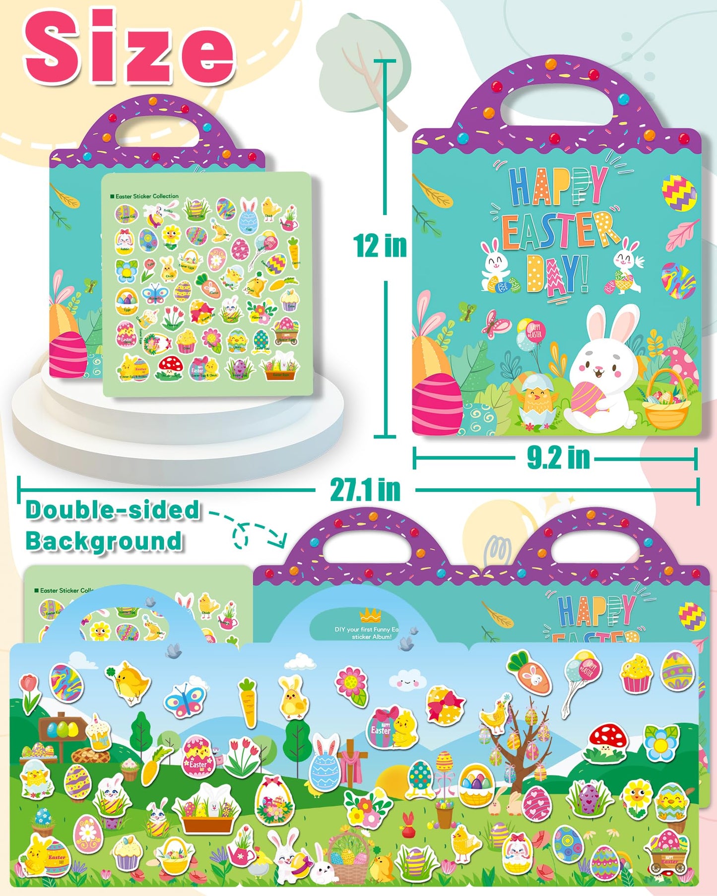 Oomloid Easter Sticker Books for Kids – Reusable, Travel-Friendly, Screen-Free Fun