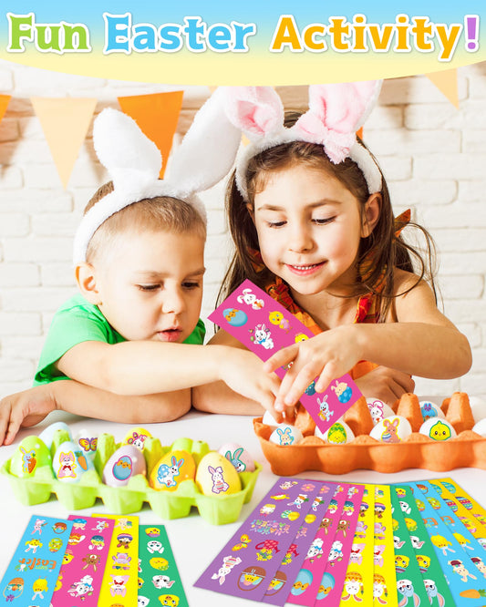 Oomloid 1260 Easter Stickers – 120 Sheets of Bunny, Egg & Basket Designs for Kids