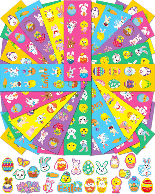 Oomloid 1260 Easter Stickers – 120 Sheets of Bunny, Egg & Basket Designs for Kids