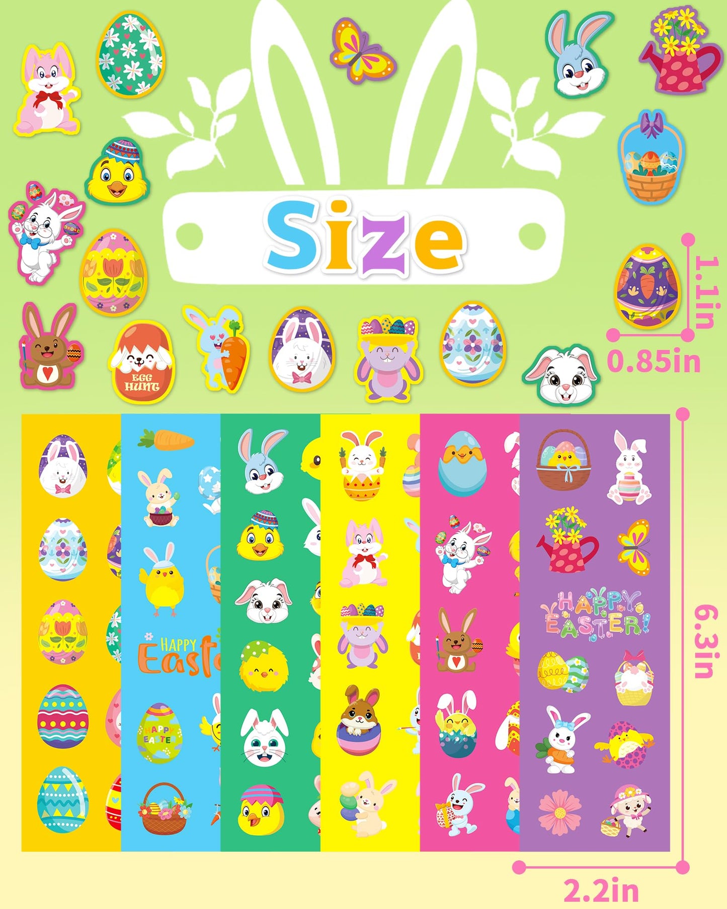 Oomloid 1260 Easter Stickers – 120 Sheets of Bunny, Egg & Basket Designs for Kids