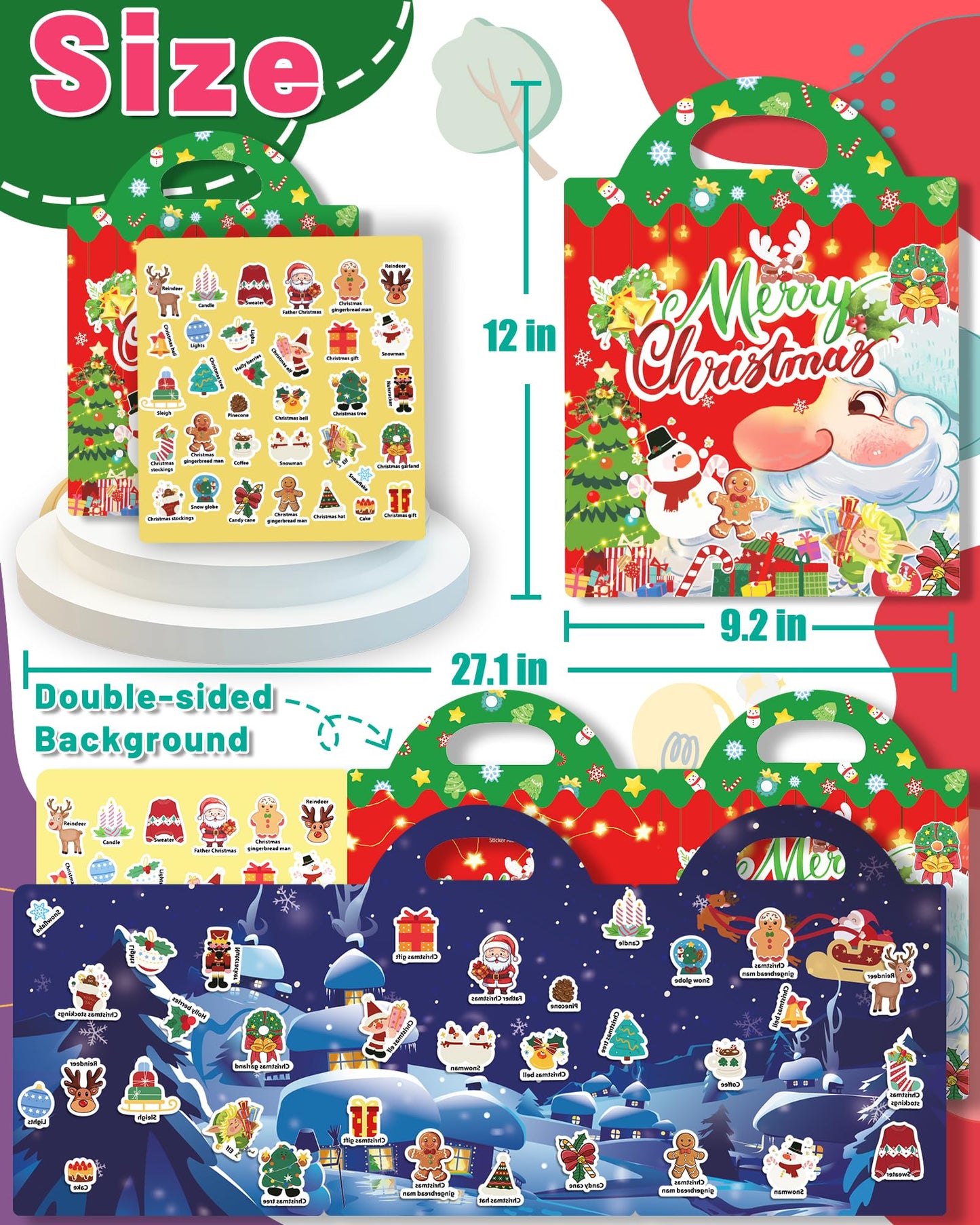 Oomloid Christmas Sticker Books for Kids – Reusable, Screen-Free Travel Toys & Stocking Stuffers