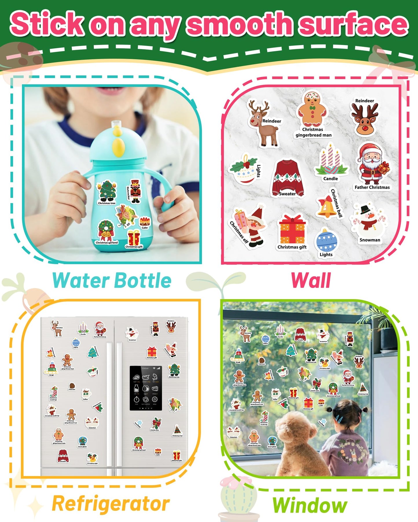 Oomloid Christmas Sticker Books for Kids – Reusable, Screen-Free Travel Toys & Stocking Stuffers