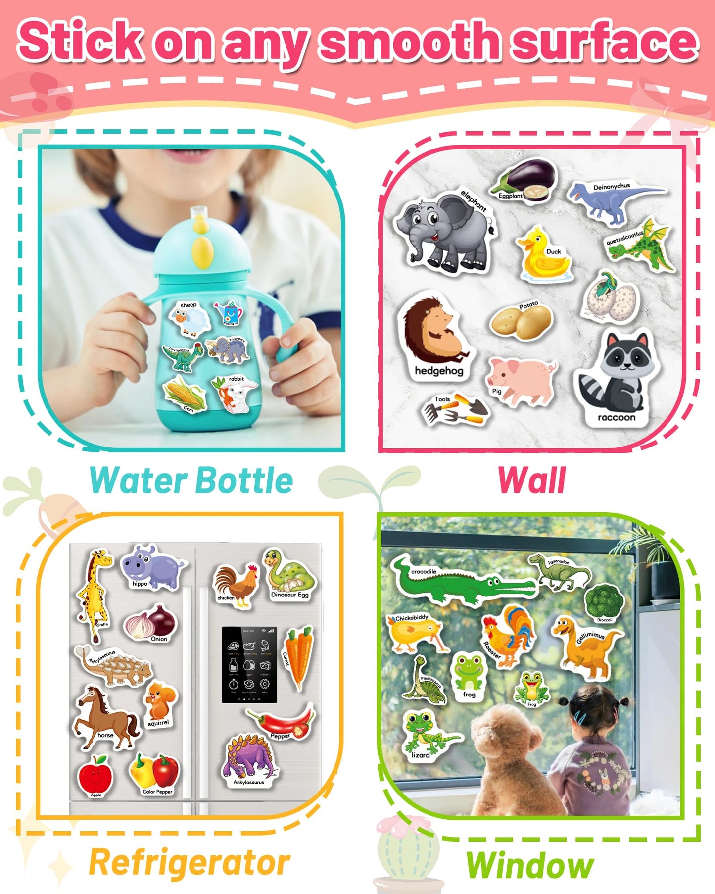 Oomloid 3 Pack Reusable Sticker Book for Toddlers – Farm, Dinosaurs & Animals | Travel & Gift