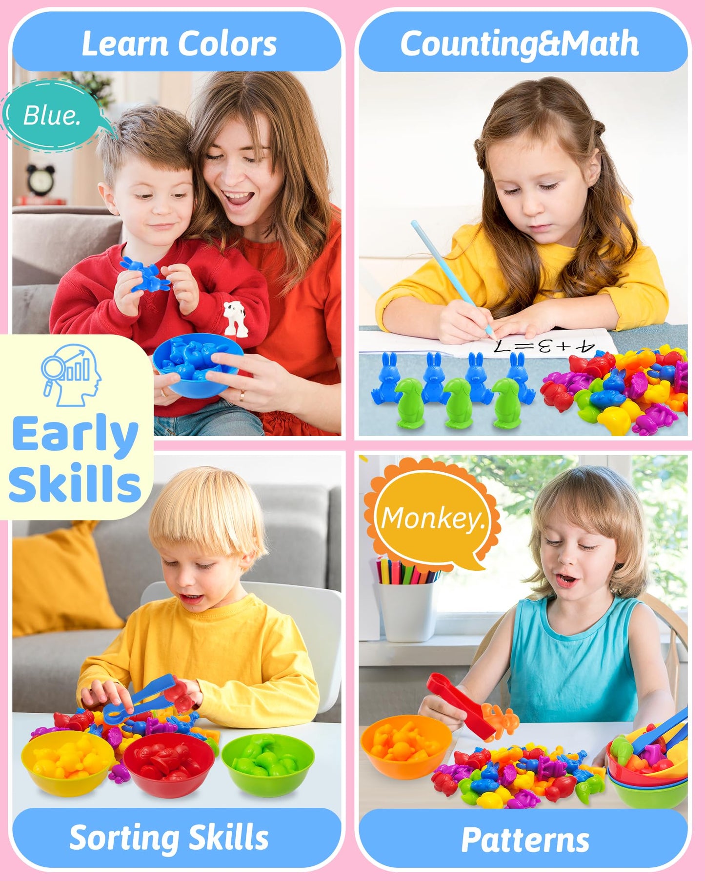 Oomloid Counting Animals Montessori Toys – 36-Piece Preschool Math & Sorting Set for Ages 3-5