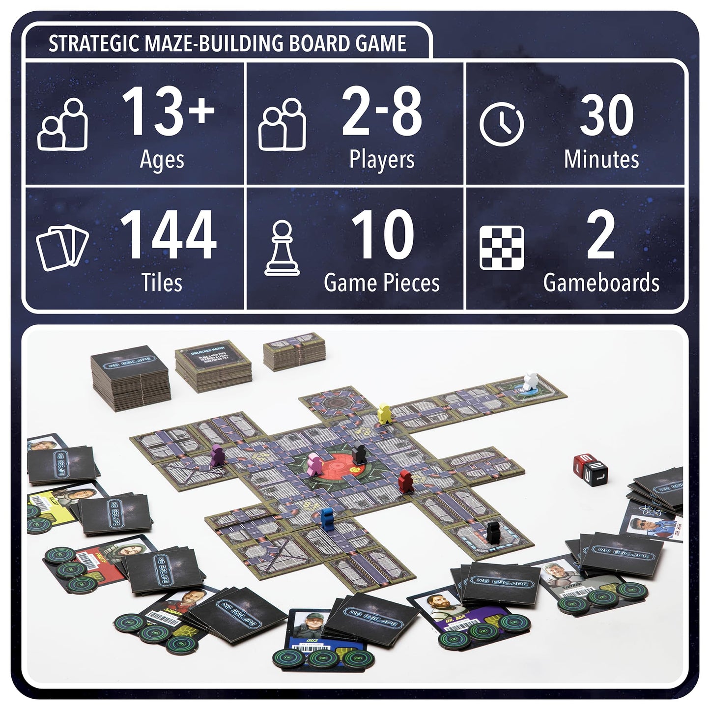 OOMM Games No Escape Board Game | Dynamic Space Maze Strategy for 2–8 Players