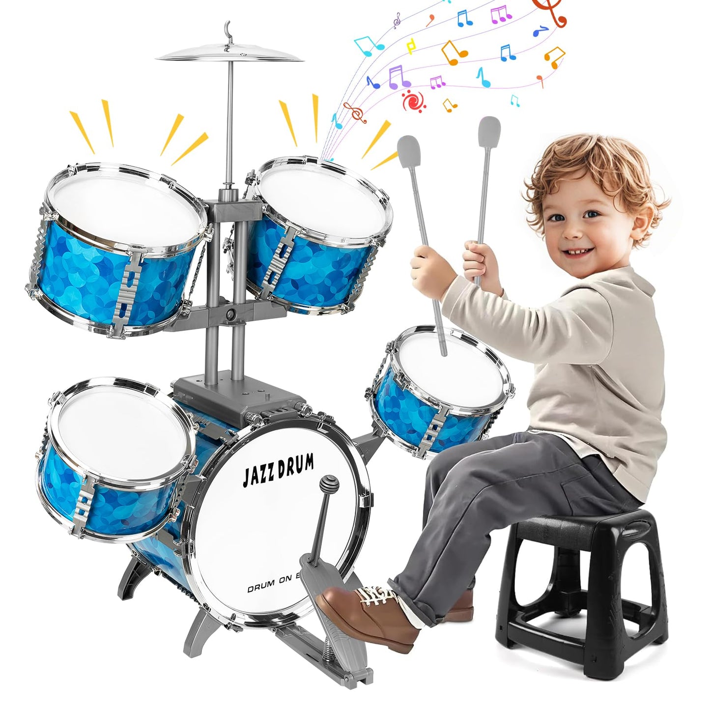 OoneWiser Kids 5-Piece Drum Set for Ages 3-7 | Beginner Friendly Musical Toys