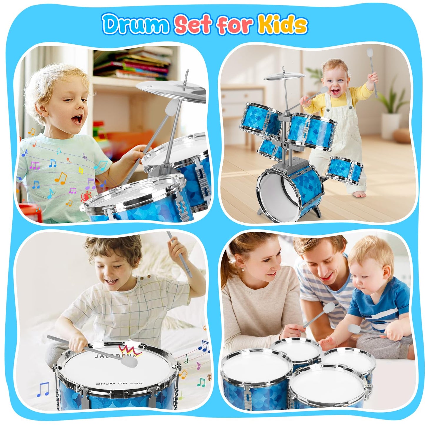 OoneWiser Kids 5-Piece Drum Set for Ages 3-7 | Beginner Friendly Musical Toys