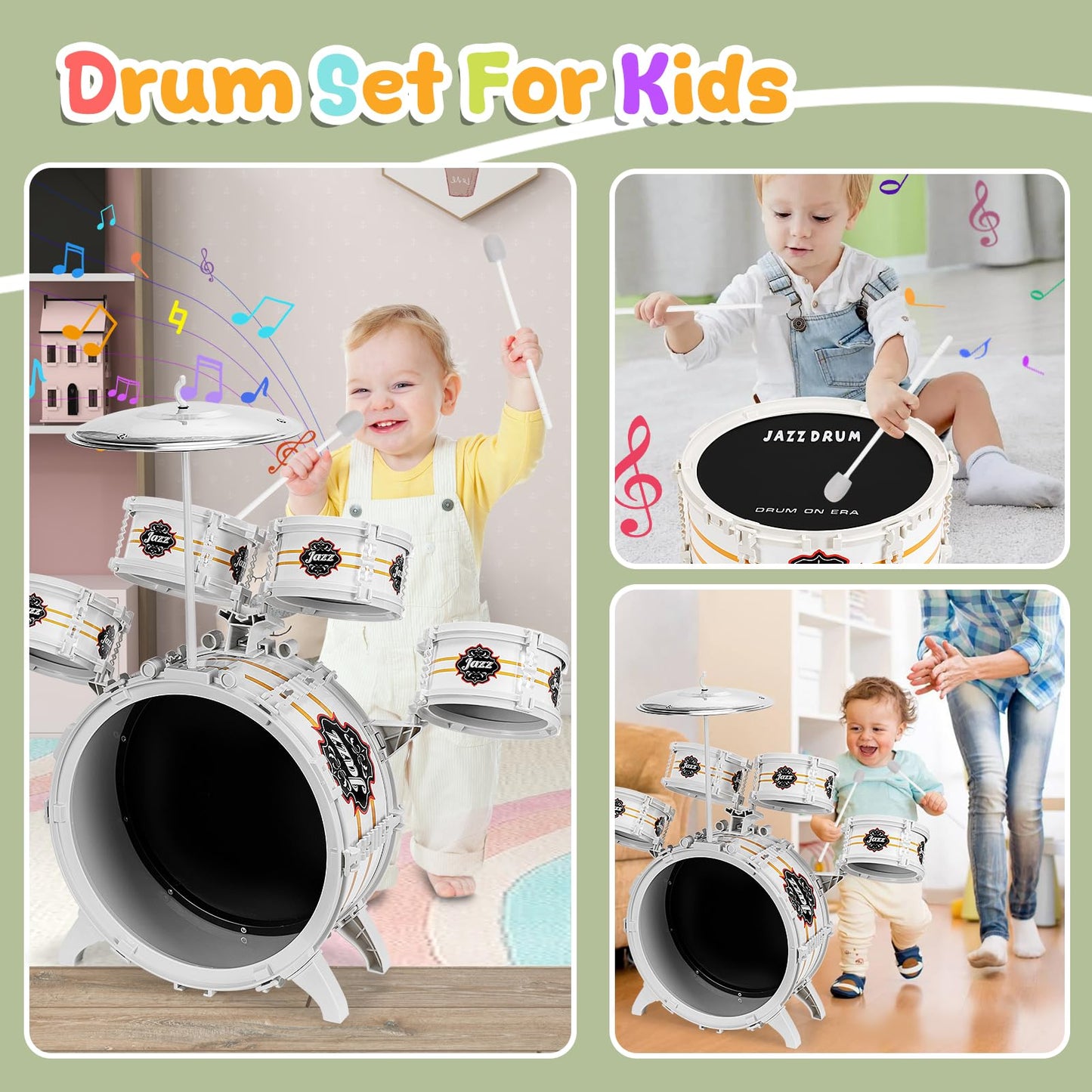 OoneWiser Kids Drum Set – 5-Piece Toddler Drum Kit for Ages 1-5