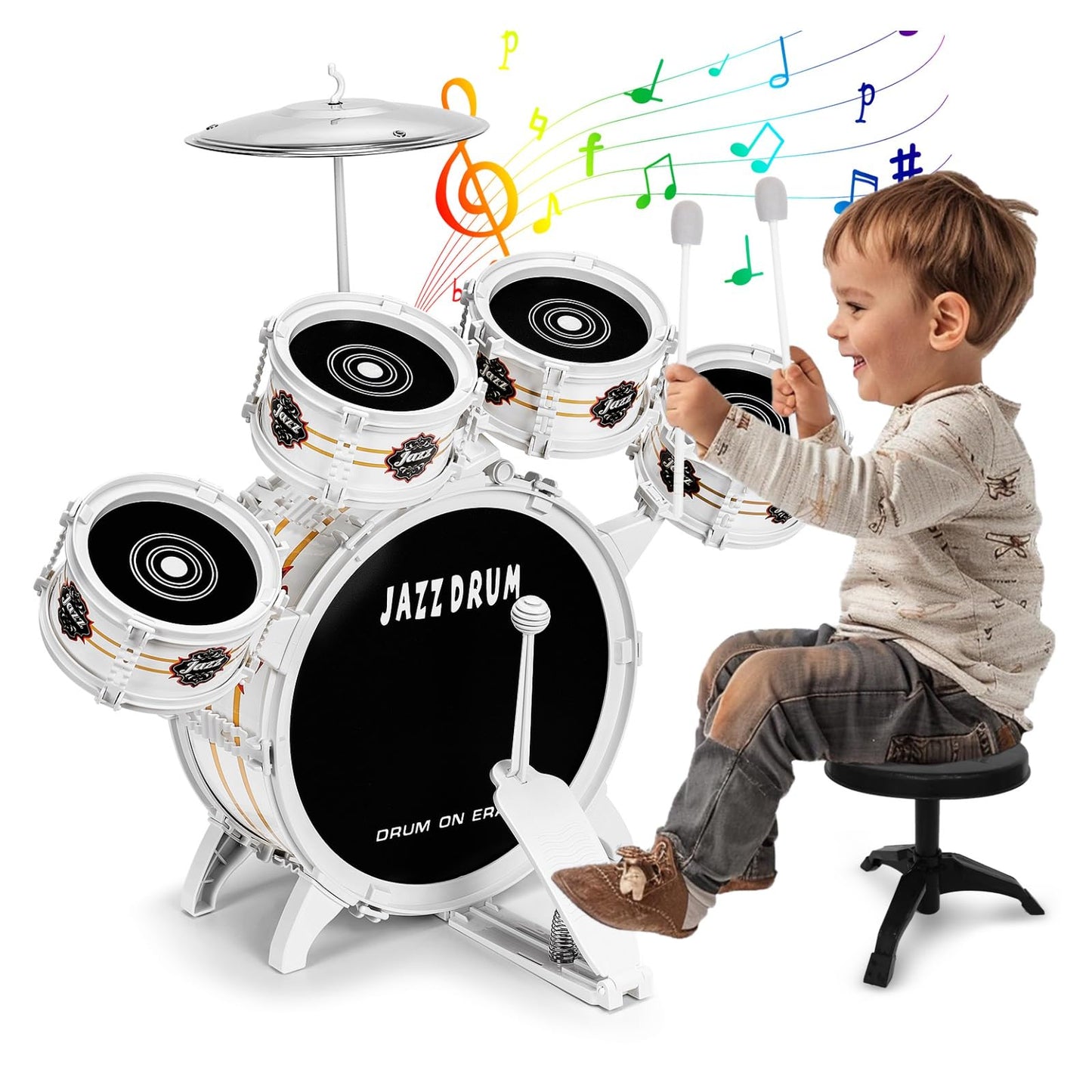 OoneWiser Kids Drum Set – 5-Piece Toddler Drum Kit for Ages 1-5