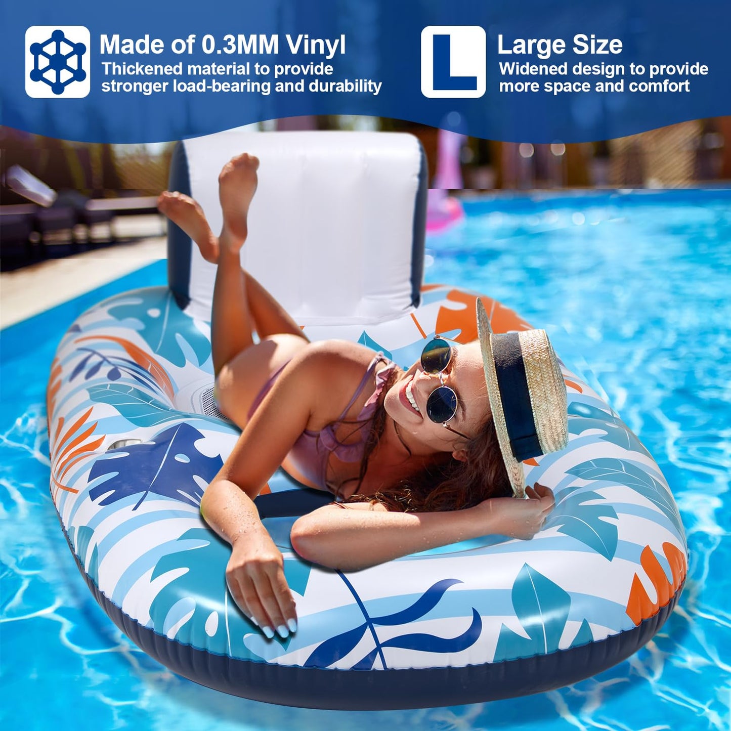 Ooopsiun Inflatable Pool Float Lounger — Durable Vinyl Lounge for Pool, Beach & Lake