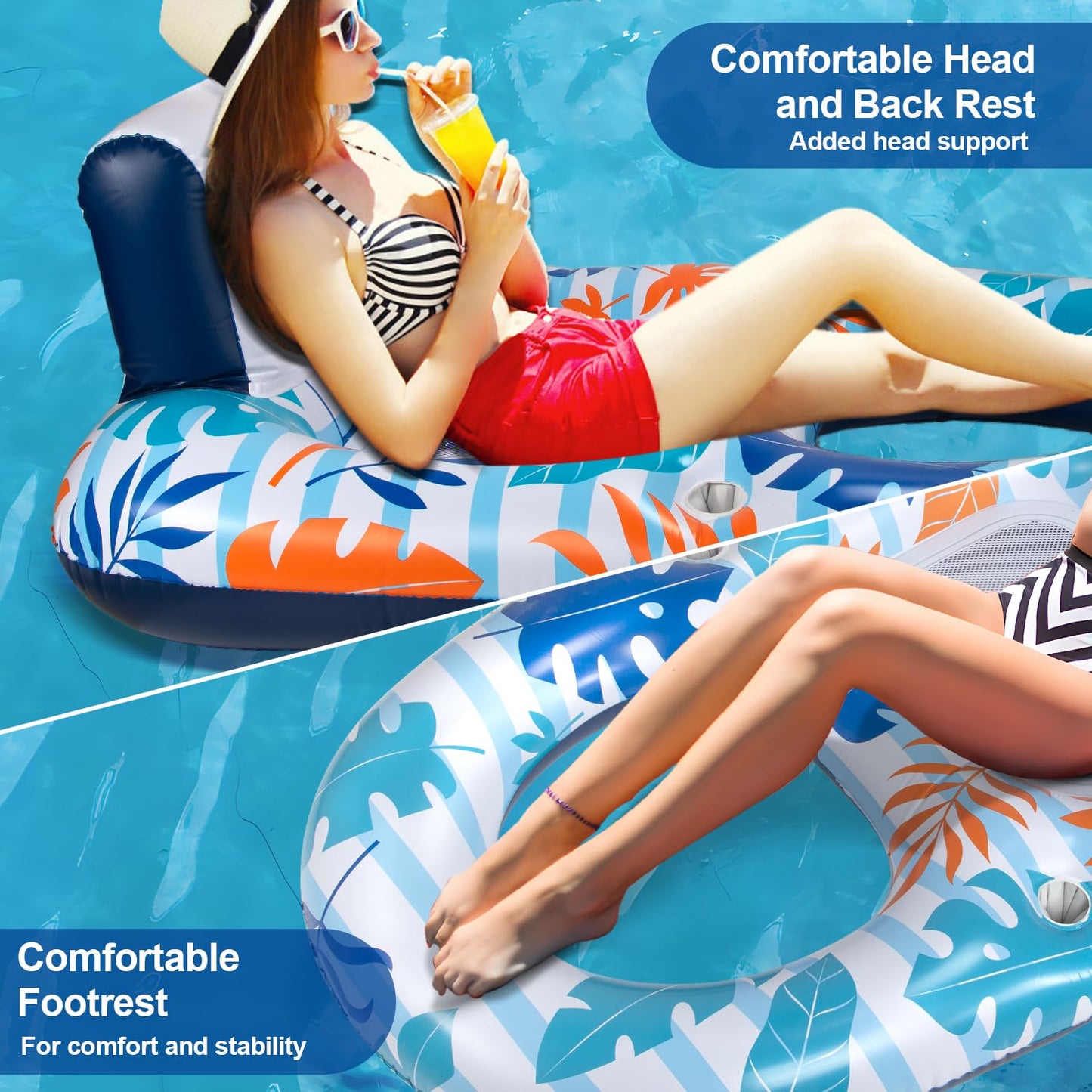 Ooopsiun Inflatable Pool Float Lounger — Durable Vinyl Lounge for Pool, Beach & Lake