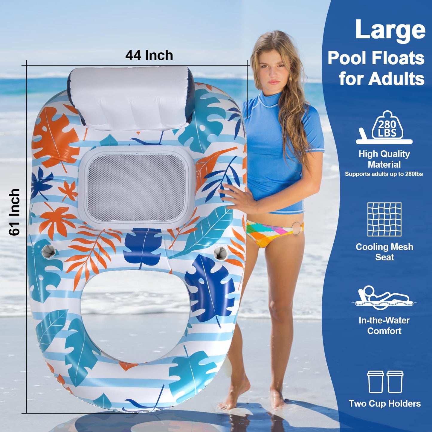 Ooopsiun Inflatable Pool Float Lounger — Durable Vinyl Lounge for Pool, Beach & Lake