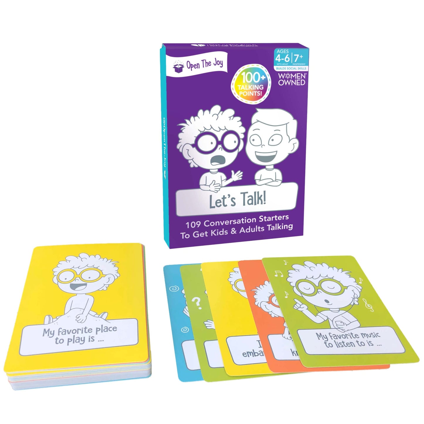 Open The Joy: Let's Talk Conversation Starter Cards for Kids — 100+ Prompts for Emotional Intelligence
