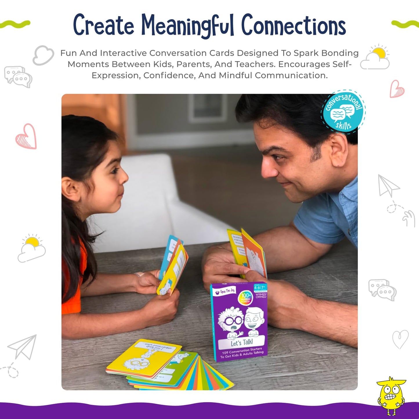Open The Joy: Let's Talk Conversation Starter Cards for Kids — 100+ Prompts for Emotional Intelligence