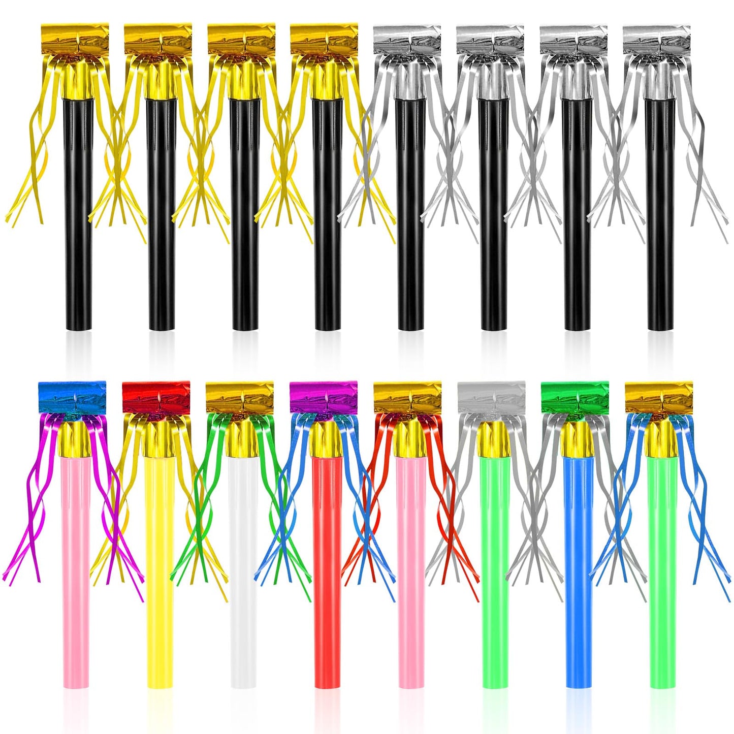 Openfly 48Pcs New Year Noise Makers – Multicolored Fringe Party Blowouts for Celebrations