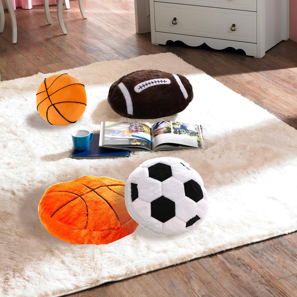 OPHRBU Basketball Plush Pillow - 18-Inch Soft Throw Pillow for Kids | Plush Sports Decor