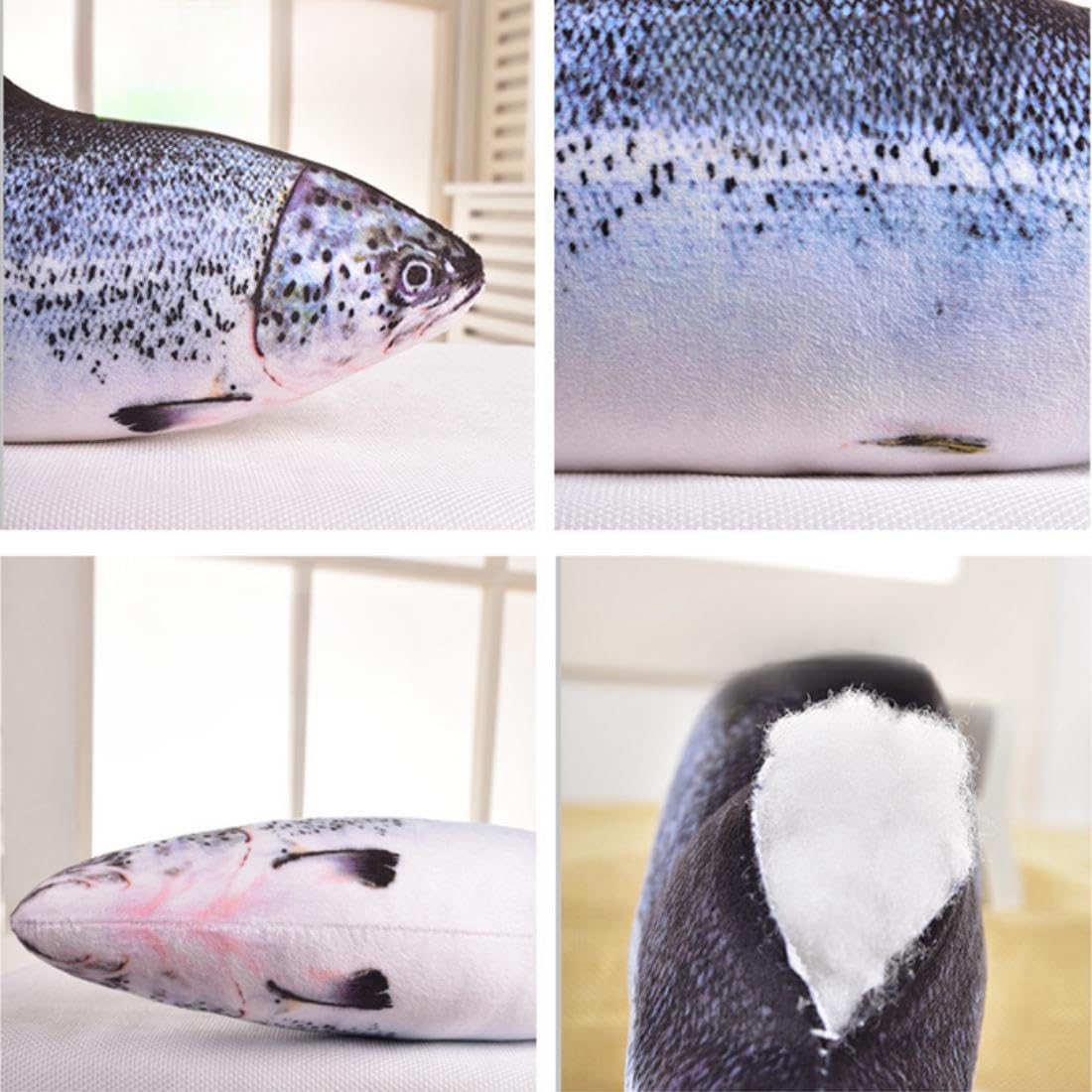 OPHRBU 24-Inch Simulation Salmon Plush Fish Pillow – Soft Cushion Toy