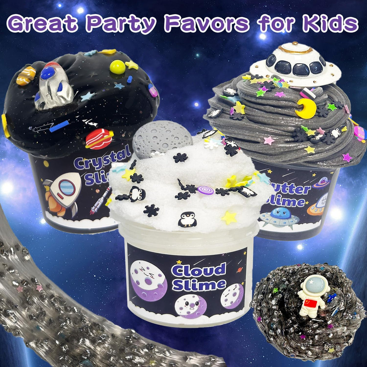 OPLDYRK 7 Pack Galaxy Slime Kits – Butter, Cloud & Crunchy Slime for Kids Aged 8-12