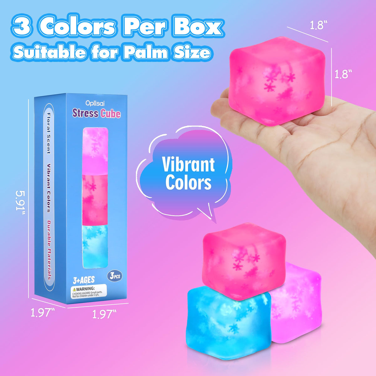 Opllsai Fidget Cube Stress 3 Pack – Snowflake Inside, Silent Desk Calmer