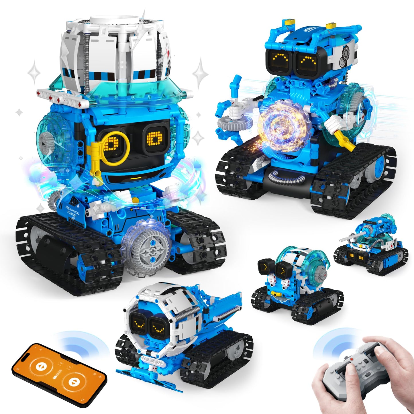 Opmind 5 in 1 STEM Robot Building Toys for Kids 8-13 – Remote & App-Controlled, 494 Pieces