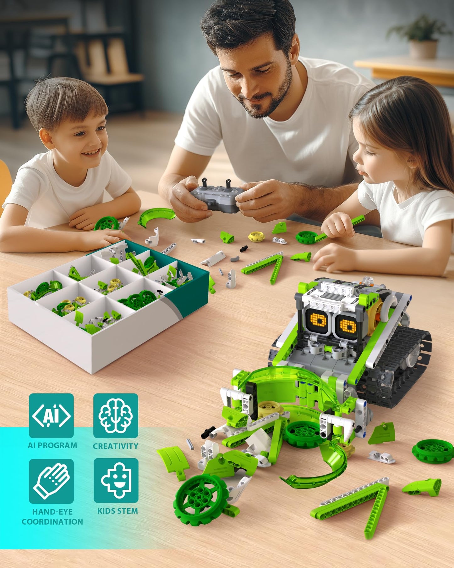 Opmind 5in1 STEM AI Robot Building Set — 478 Pcs, App & Remote Control for Kids 6-12