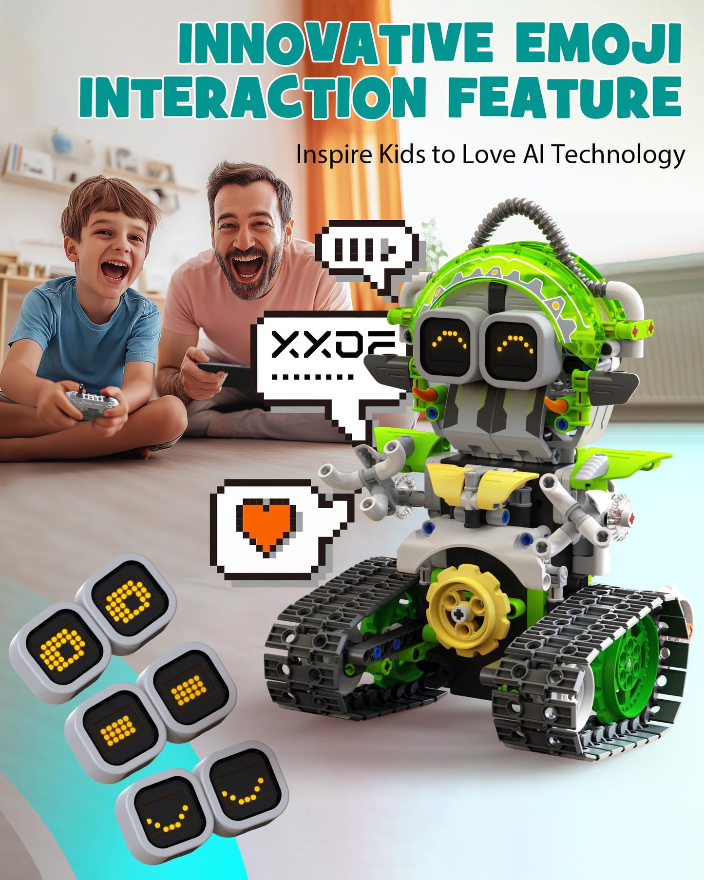 Opmind 5in1 STEM AI Robot Building Set — 478 Pcs, App & Remote Control for Kids 6-12