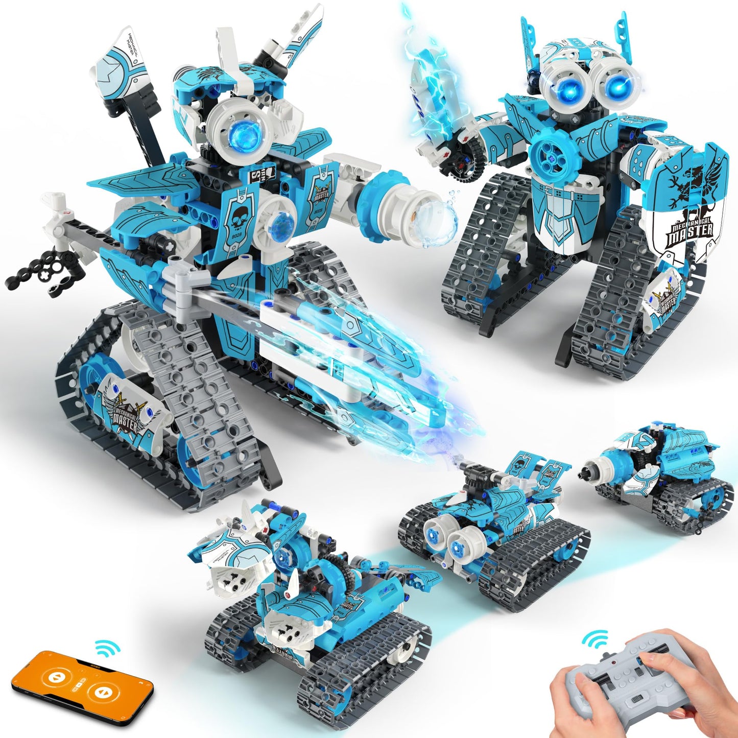 Opmind 5-in-1 STEM RC Robot Building Kit – 398PCS with App & Remote Control, Educational DIY Engineering Toy for Kids 6-12+