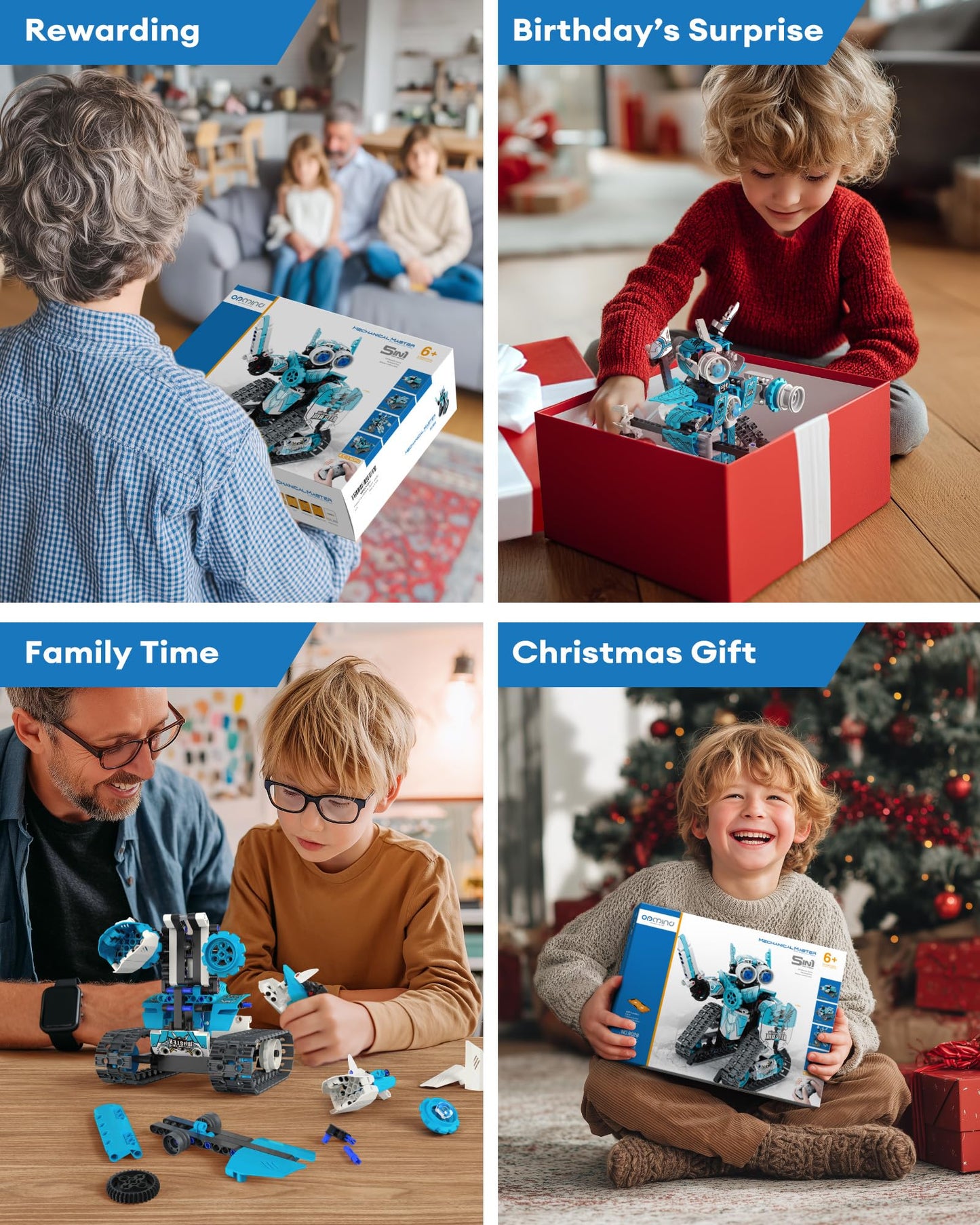 Opmind 5-in-1 STEM RC Robot Building Kit – 398PCS with App & Remote Control, Educational DIY Engineering Toy for Kids 6-12+