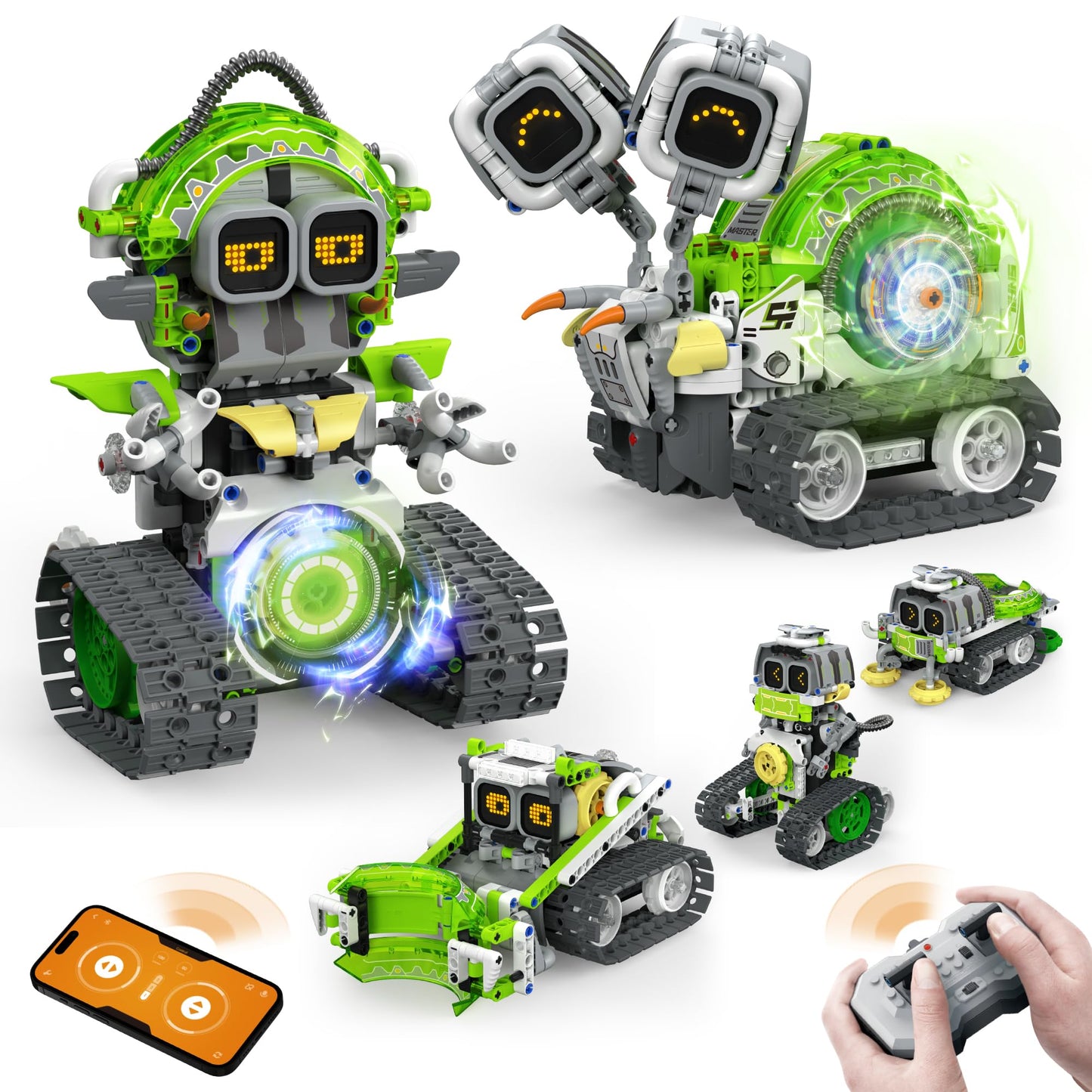 Opmind 5in1 STEM AI Robot Building Set — 478 Pcs, App & Remote Control for Kids 6-12
