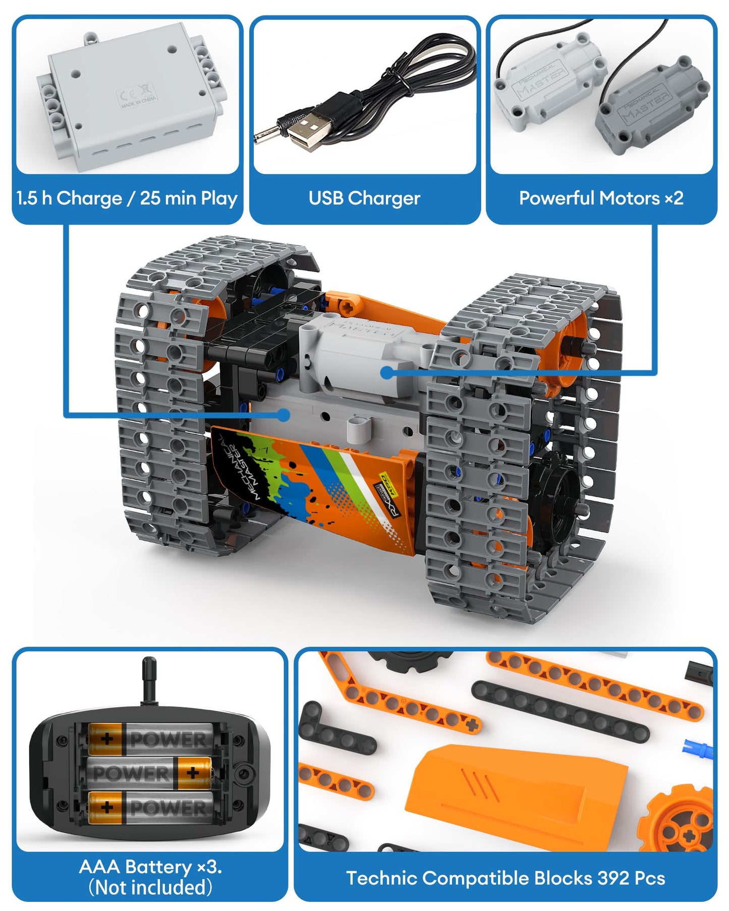 Opmind 5 in 1 STEM Remote Control Building Kit – 392 Pcs, 6 Models for Kids 8-12