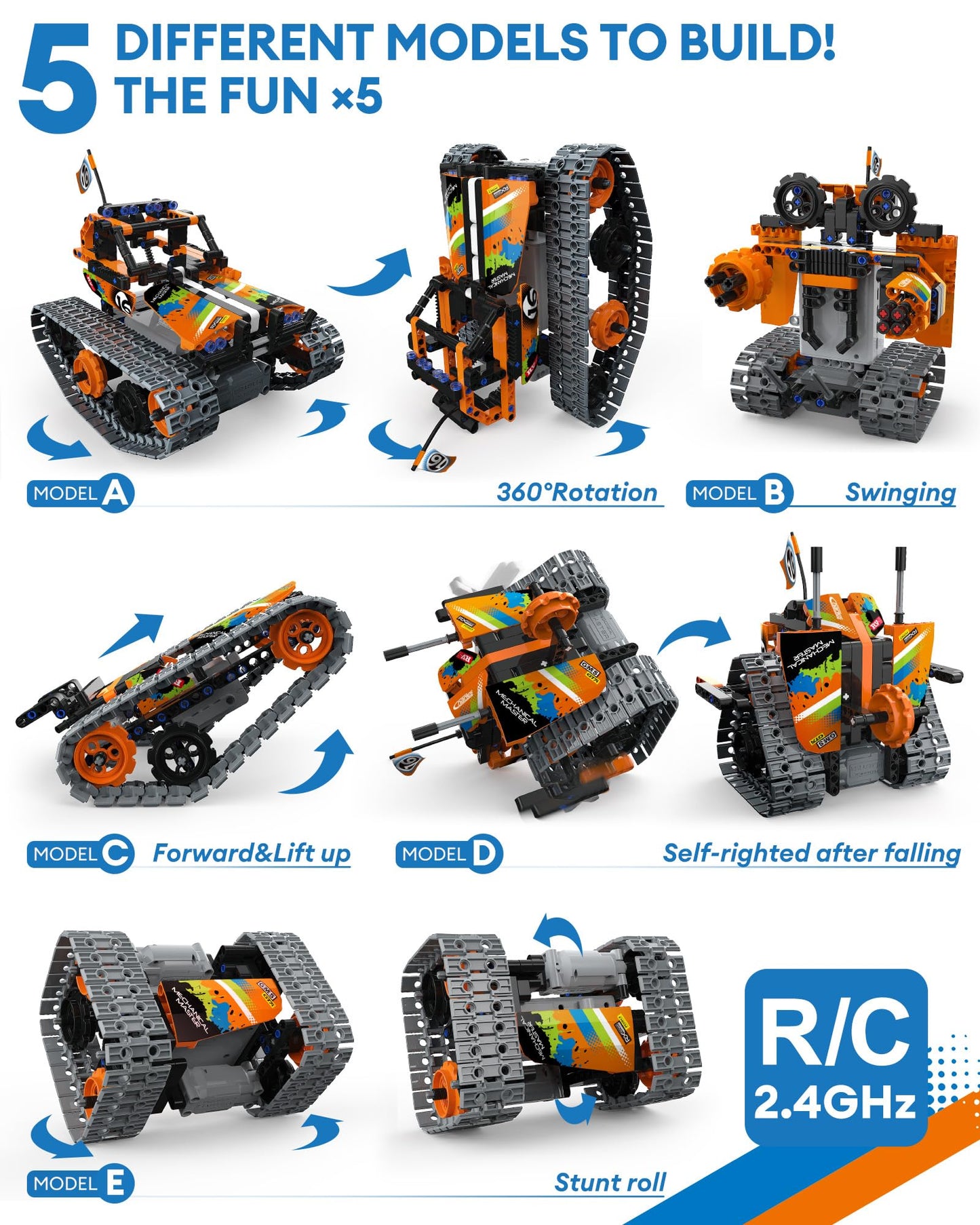 Opmind 5 in 1 STEM Remote Control Building Kit – 392 Pcs, 6 Models for Kids 8-12