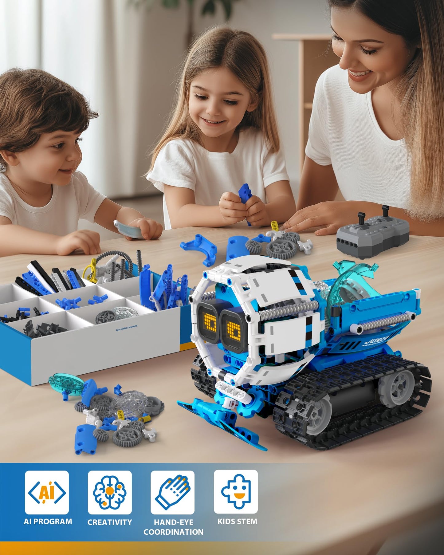 Opmind 5 in 1 STEM Robot Building Toys for Kids 8-13 – Remote & App-Controlled, 494 Pieces