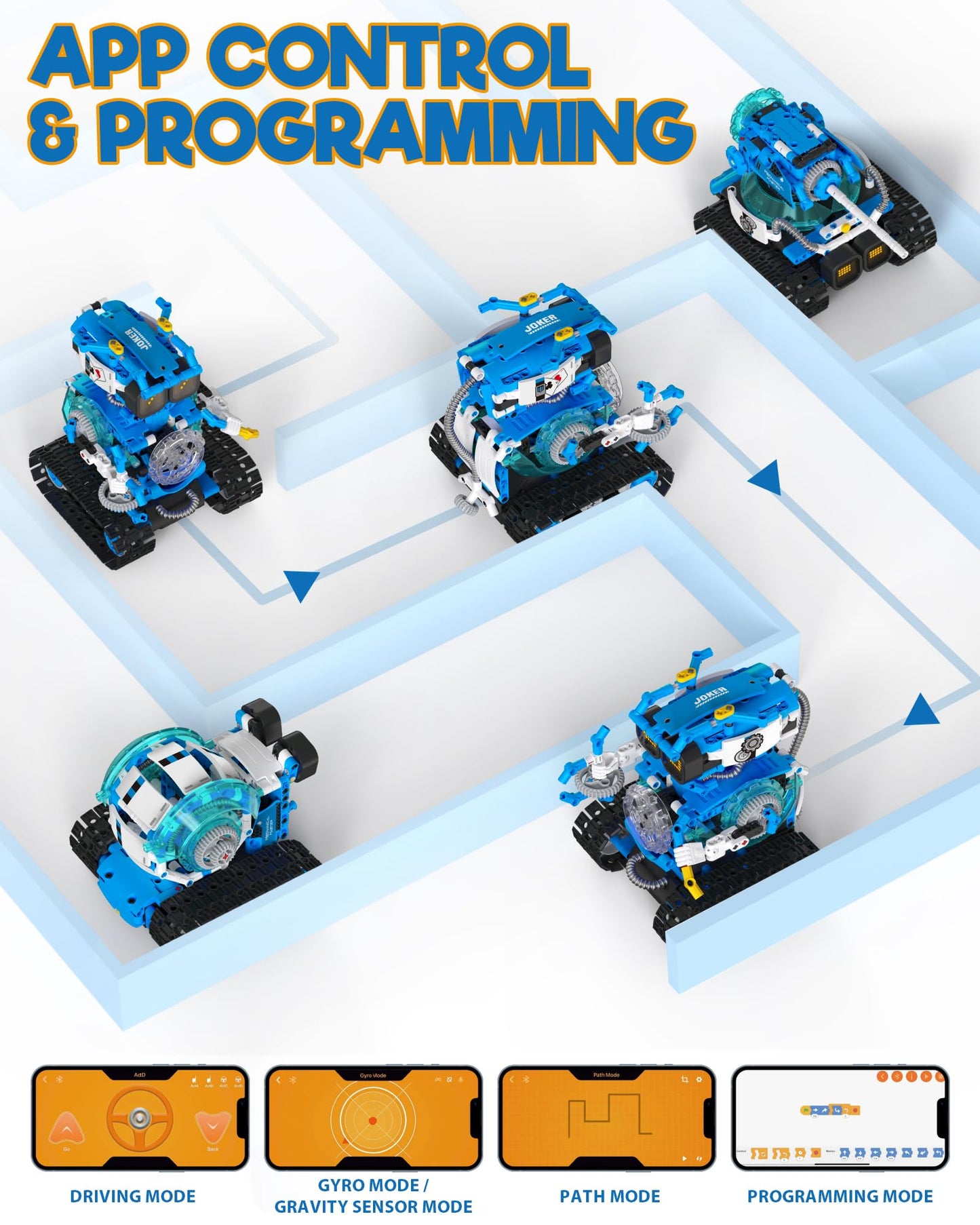 Opmind 5 in 1 STEM Robot Building Toys for Kids 8-13 – Remote & App-Controlled, 494 Pieces