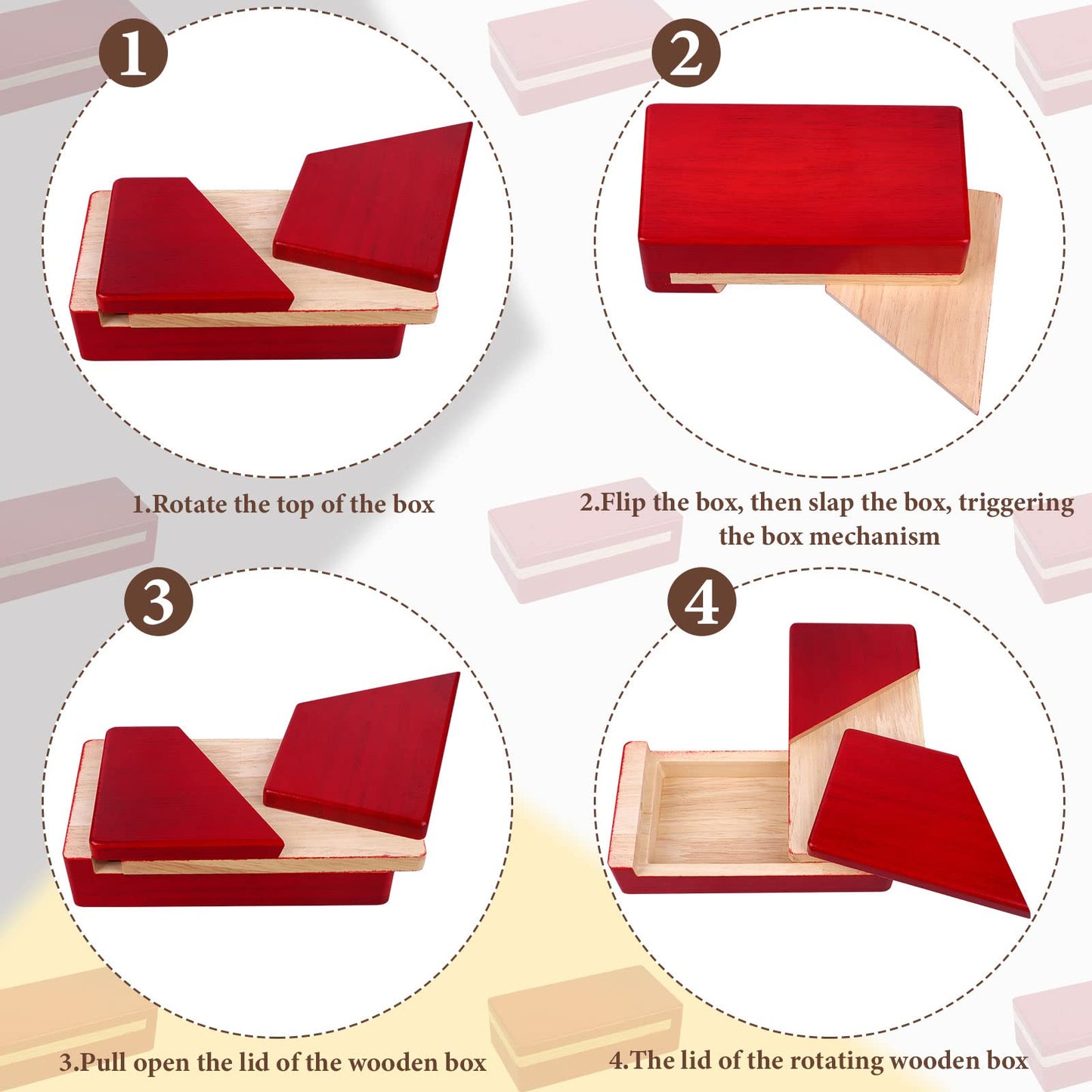 Oppaxf Puzzle Box 6-Pack — Wooden Secret Compartments & 3D Drawers