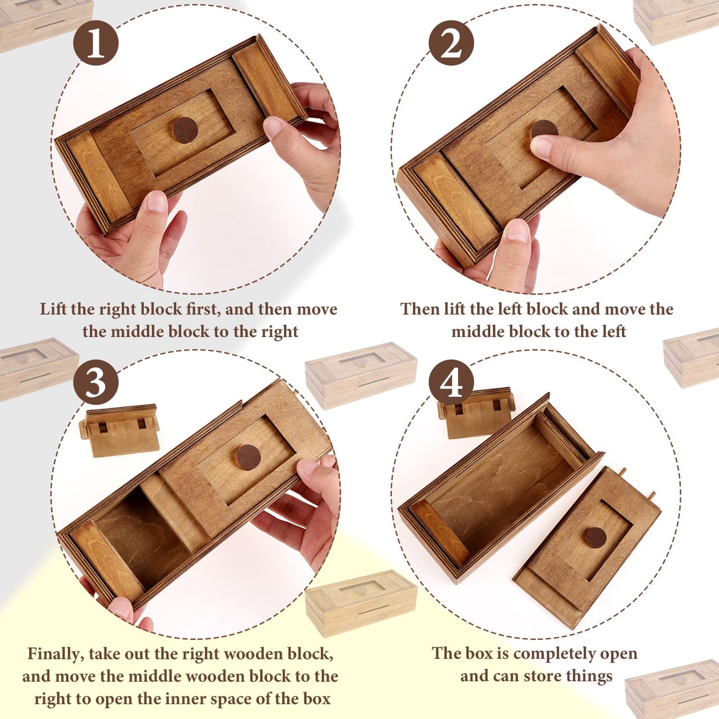 Oppaxf Puzzle Box 6-Pack — Wooden Secret Compartments & 3D Drawers