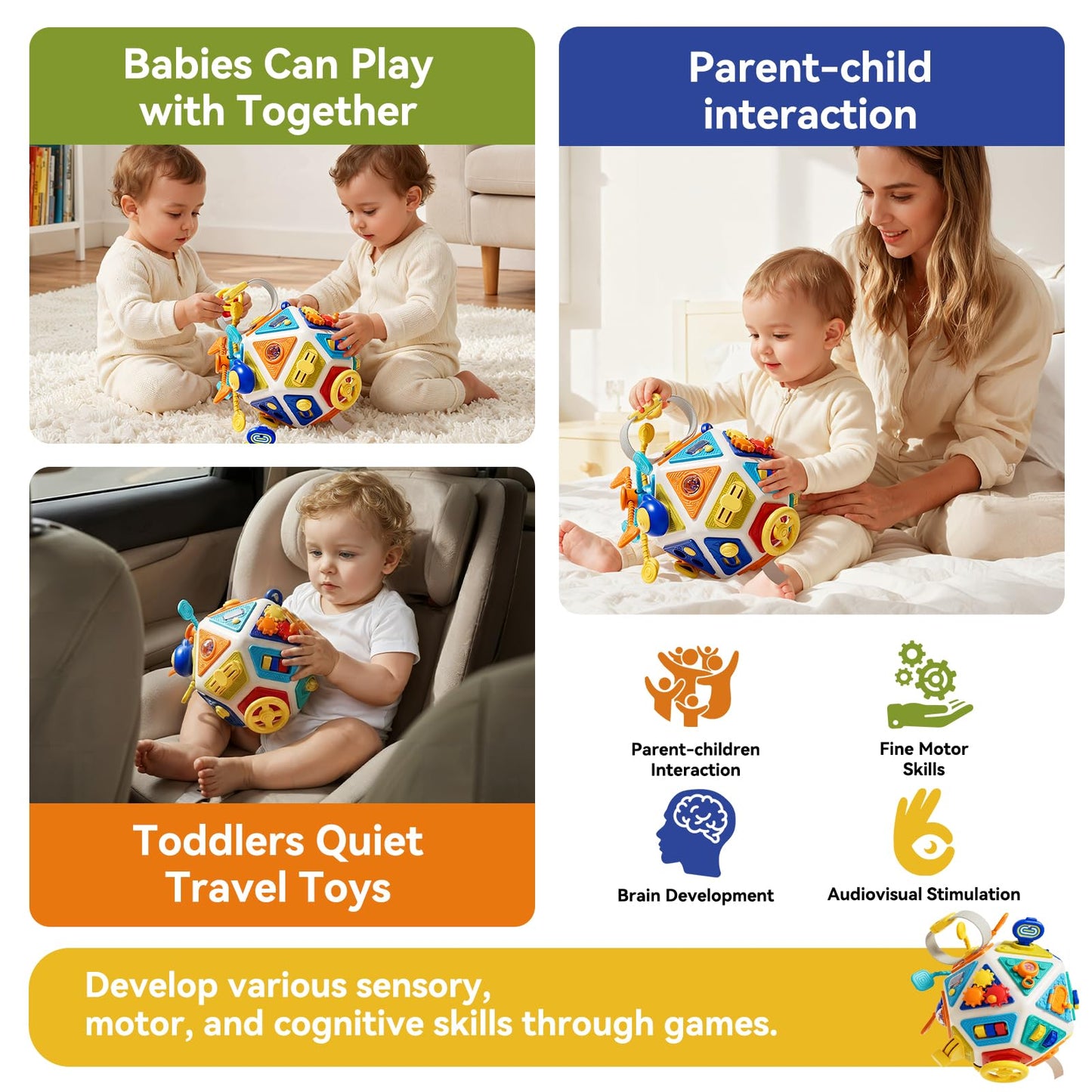 Oppvoci 22-in-1 Toddler Busy Board – Montessori Sensory Toy for Fine Motor Skills & Travel Learning