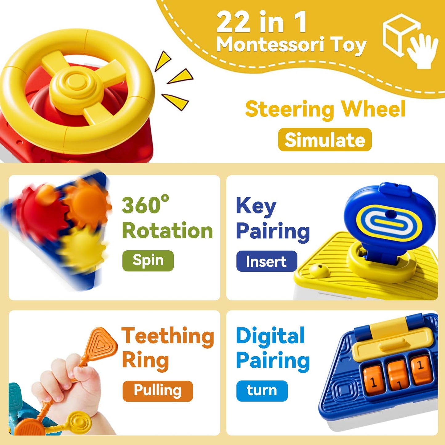 Oppvoci 22-in-1 Toddler Busy Board – Montessori Sensory Toy for Fine Motor Skills & Travel Learning