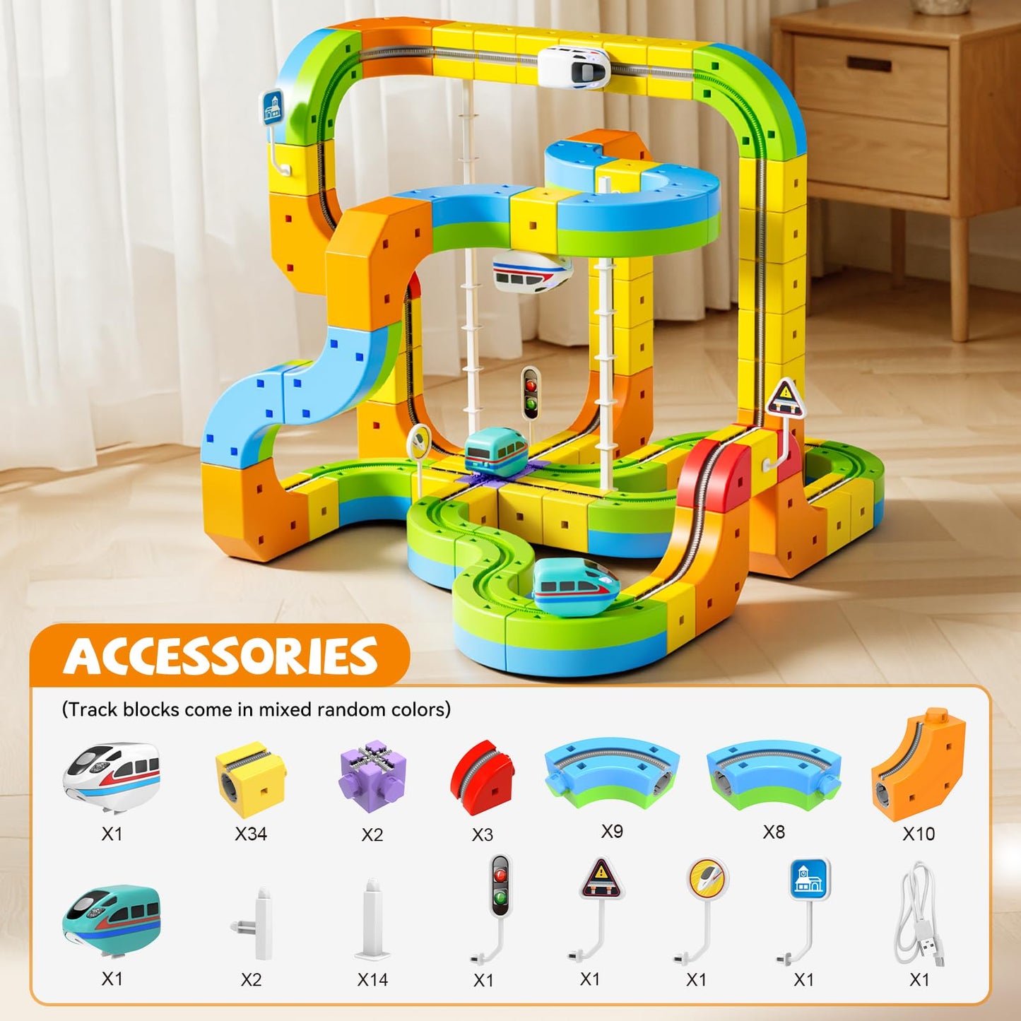Oppvoci Upgrade Electric Train Set – 3D Infinity Track & Flexible Tracks for Kids 3-8+