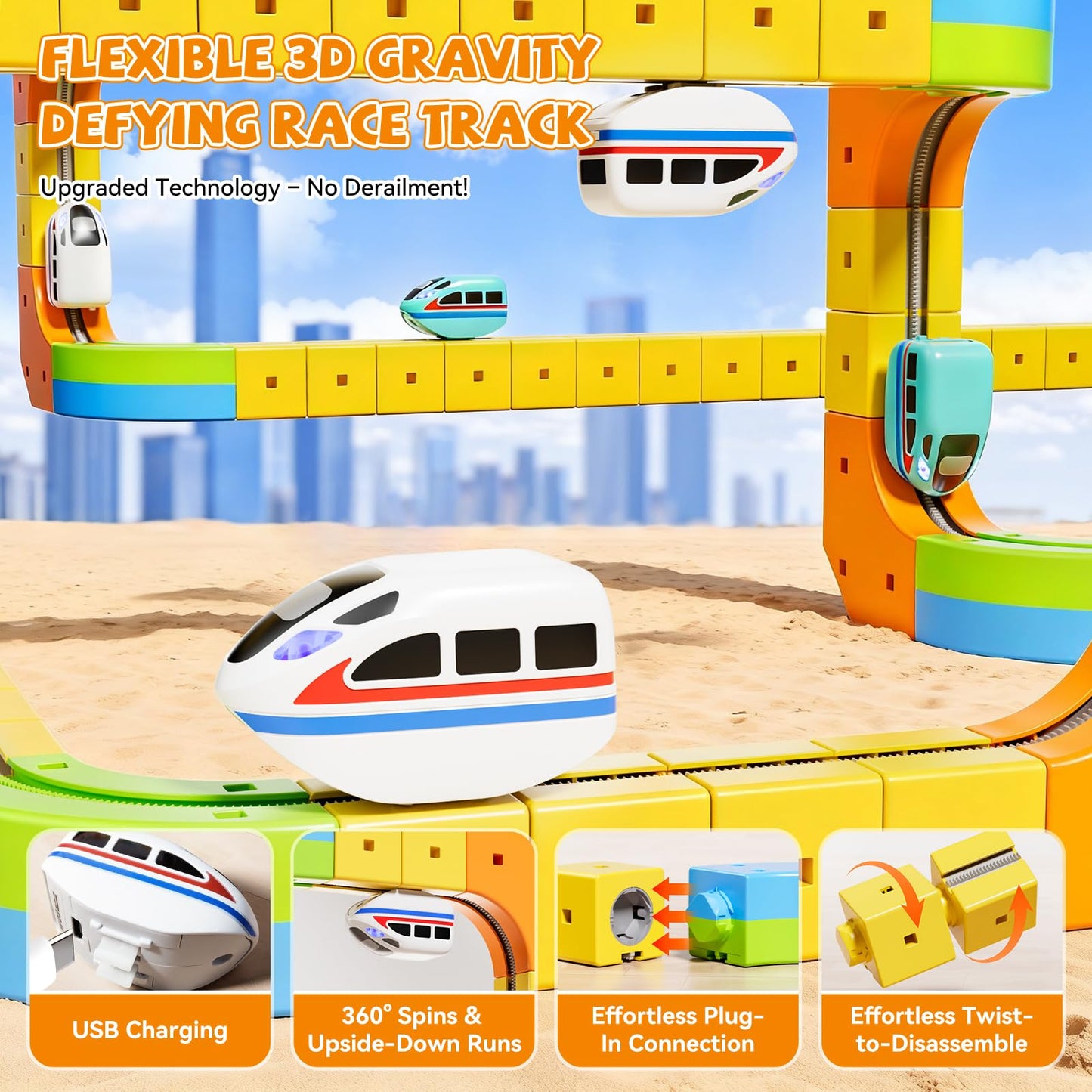 Oppvoci Upgrade Electric Train Set – 3D Infinity Track & Flexible Tracks for Kids 3-8+